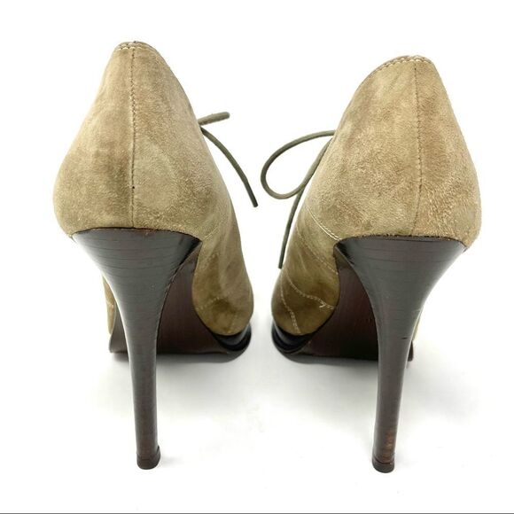 Dvf diane von furstenberg guardian taupe suede heeled lace up shoes size 8 - Picture 5 of 11
